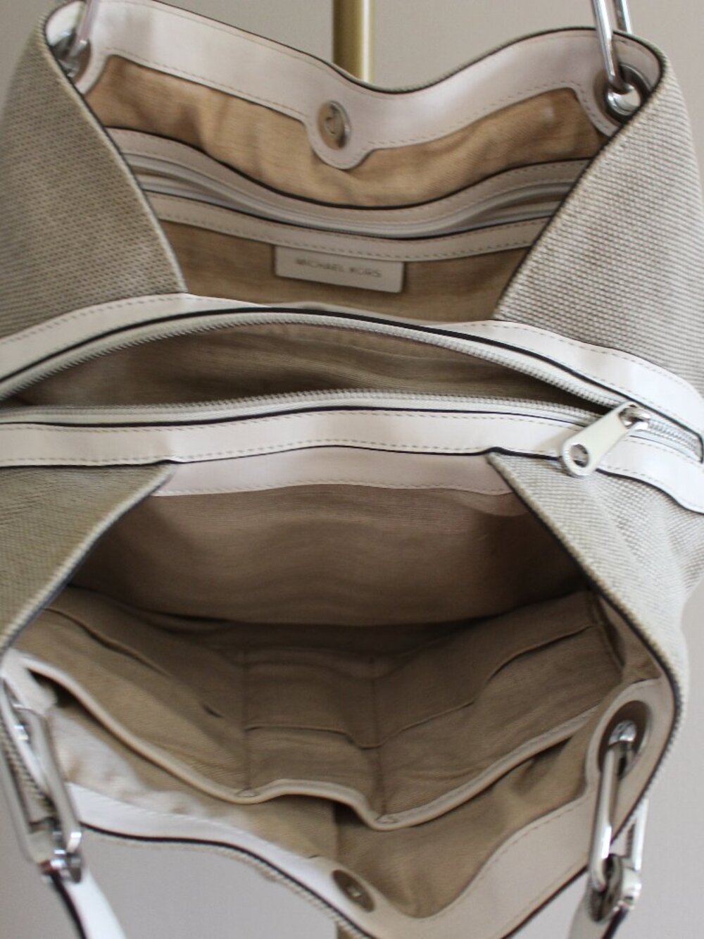 Michael Kors Raven Beige Canvas Tote - Picture 2 of 4